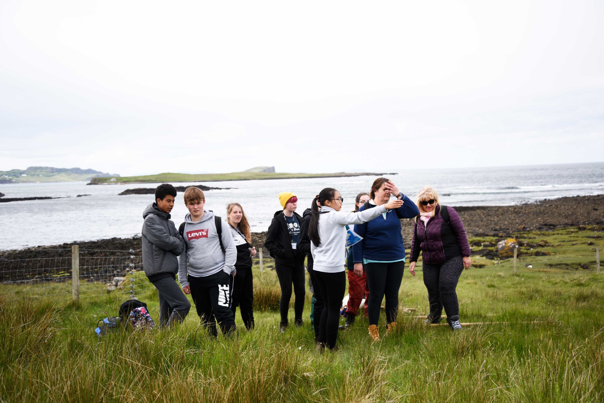 Group of teenagers outside on Skye