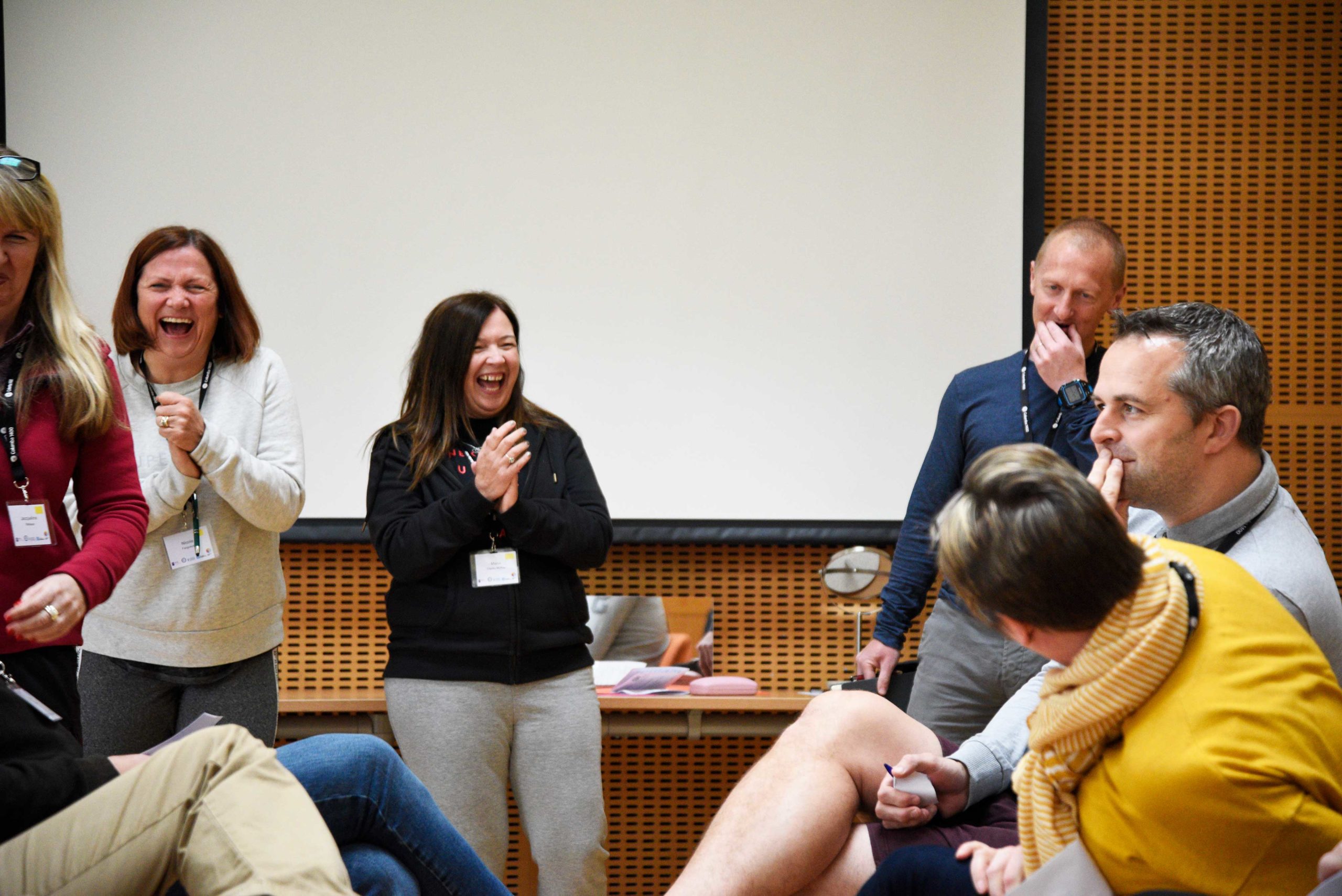 Group of adults laughing together